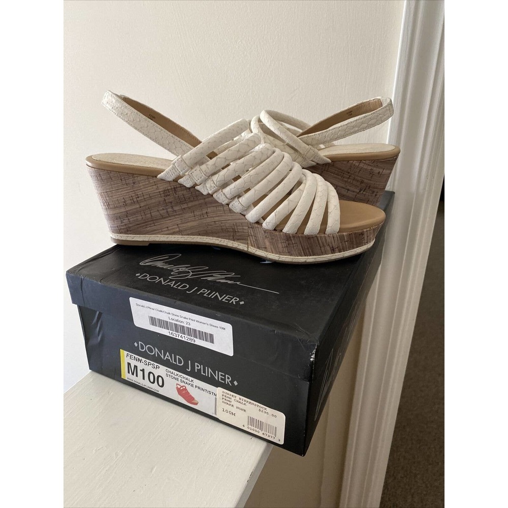 Donald J. Pliner Sunset Birkenstock Fenn Chalk Snake Platform Wedge Sandals 10M